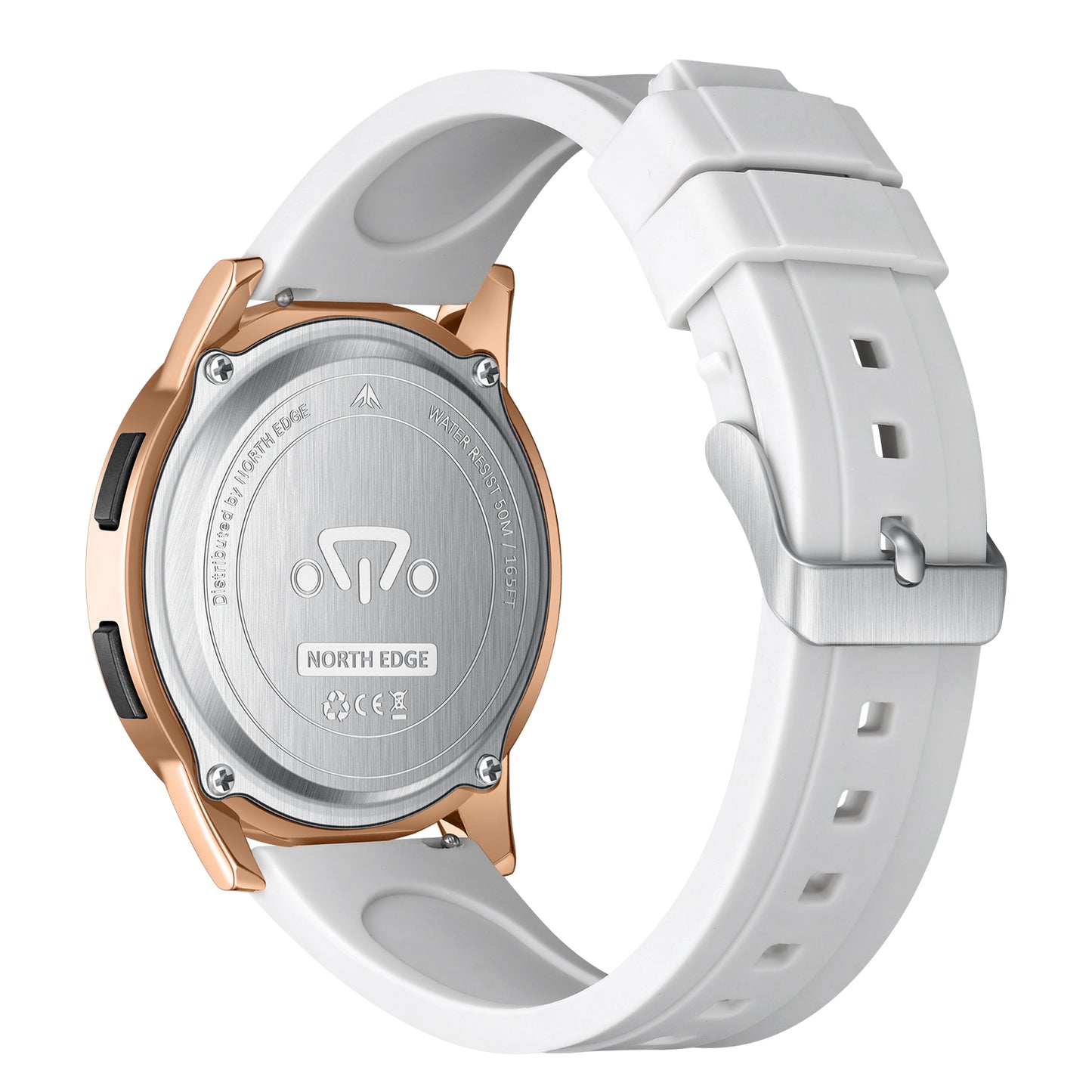 North Edge APOLLO GOLD Outdoor-Sportuhr – Wasserdicht, Zwei Zeitzonen, Schrittzähler