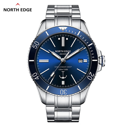 North Edge ANCHOR Sapphire Herren Automatik Mechanische Uhr | Edelstahlarmband, wasserdicht