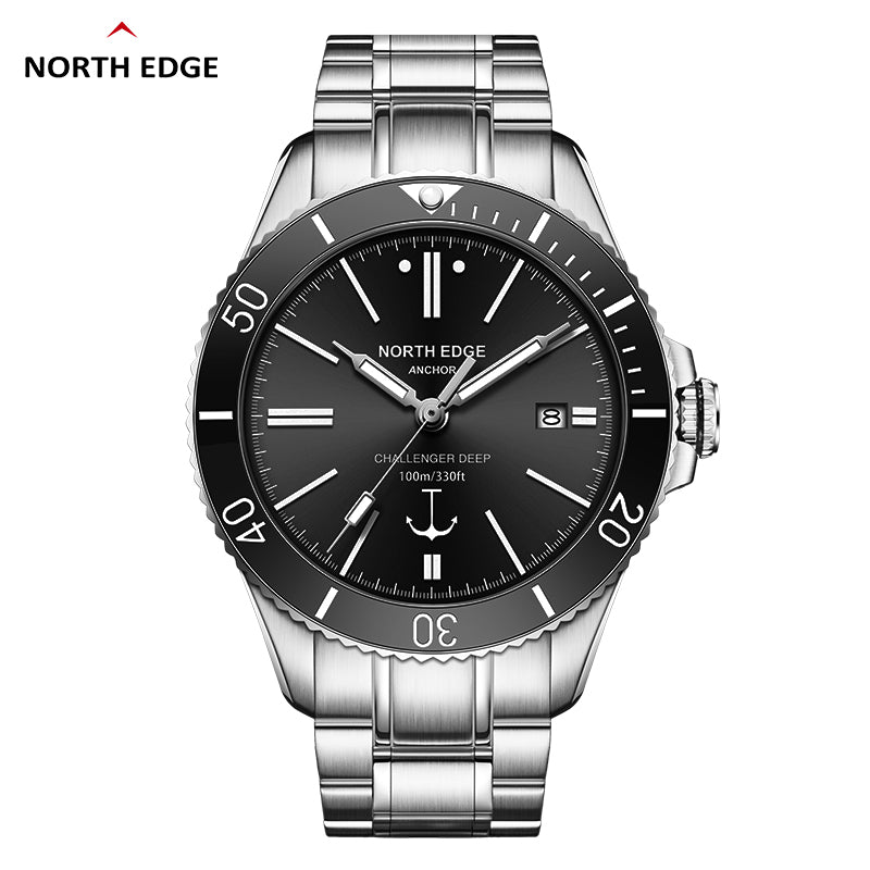 North Edge ANCHOR Sapphire Herren Automatik Mechanische Uhr | Edelstahlarmband, wasserdicht