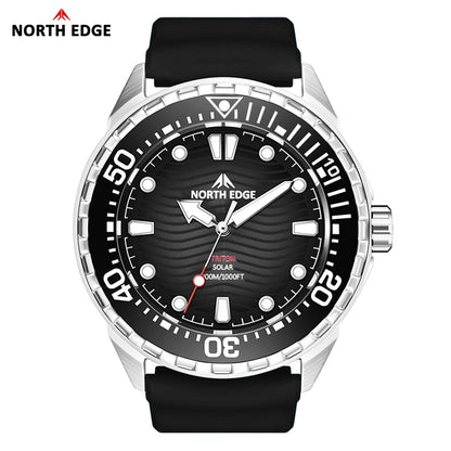 North Edge TRITON Solar-Taucheruhr – Edelstahlgehäuse, wasserdicht mit Hintergrundbeleuchtung