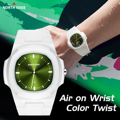 North Edge VOLT GREEN-Weiß Herren-Sportuhr | Quarzwerk, leicht und wasserdicht