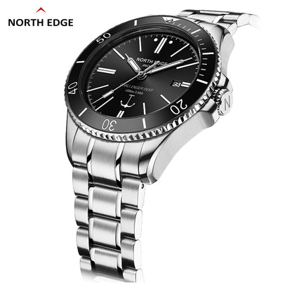 North Edge ANCHOR Sapphire Herren Automatik Mechanische Uhr | Edelstahlarmband, wasserdicht