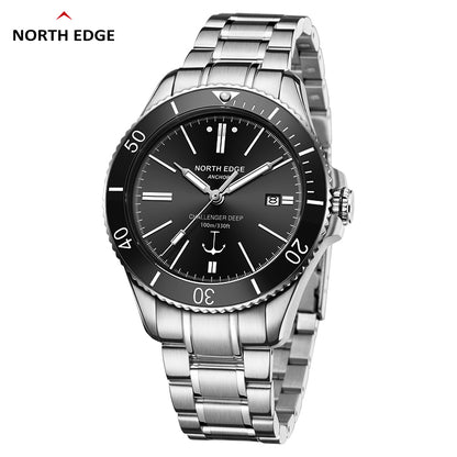 North Edge ANCHOR Sapphire Herren Automatik Mechanische Uhr | Edelstahlarmband, wasserdicht