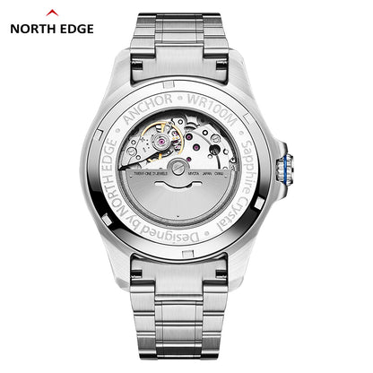 North Edge ANCHOR Sapphire Herren Automatik Mechanische Uhr | Edelstahlarmband, wasserdicht