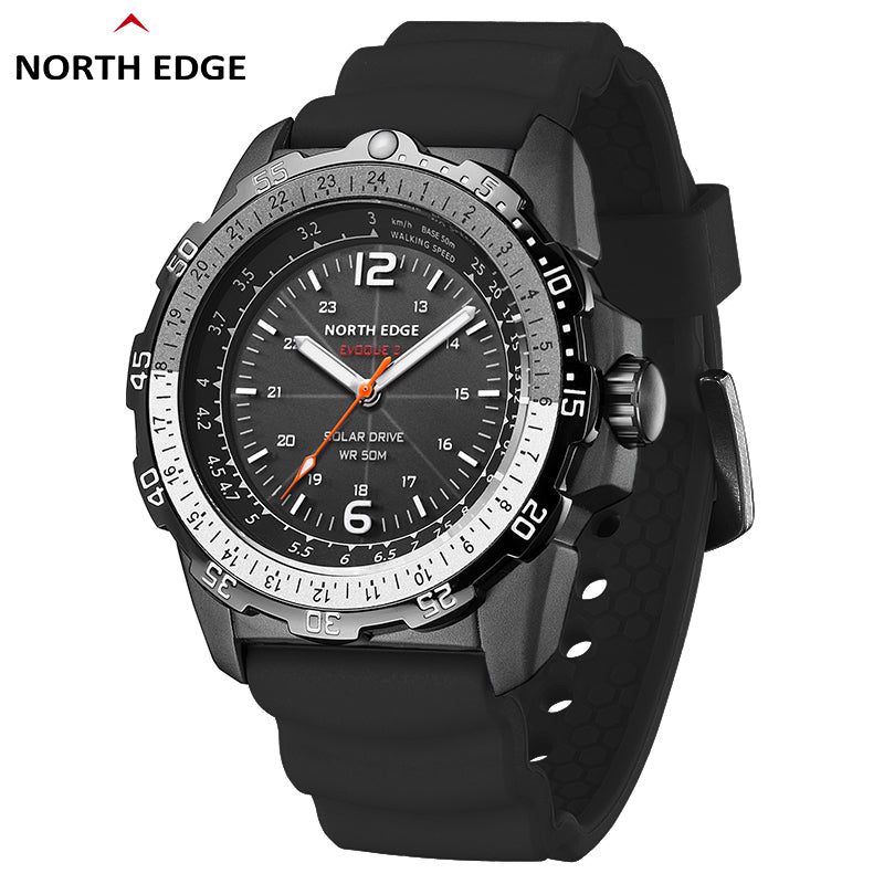 North Edge EVOQUE 2 Herren-Outdoor-Sportuhr – Solarbetrieben · Leuchtend · Wasserdicht