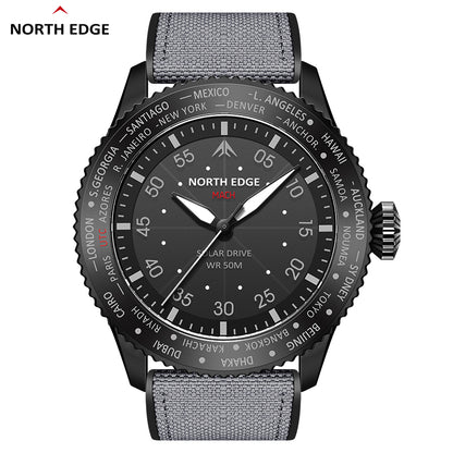 North Edge MACH Schwarz Solar Outdoor-Uhr – wasserdicht, langlebig, leuchtendes Display