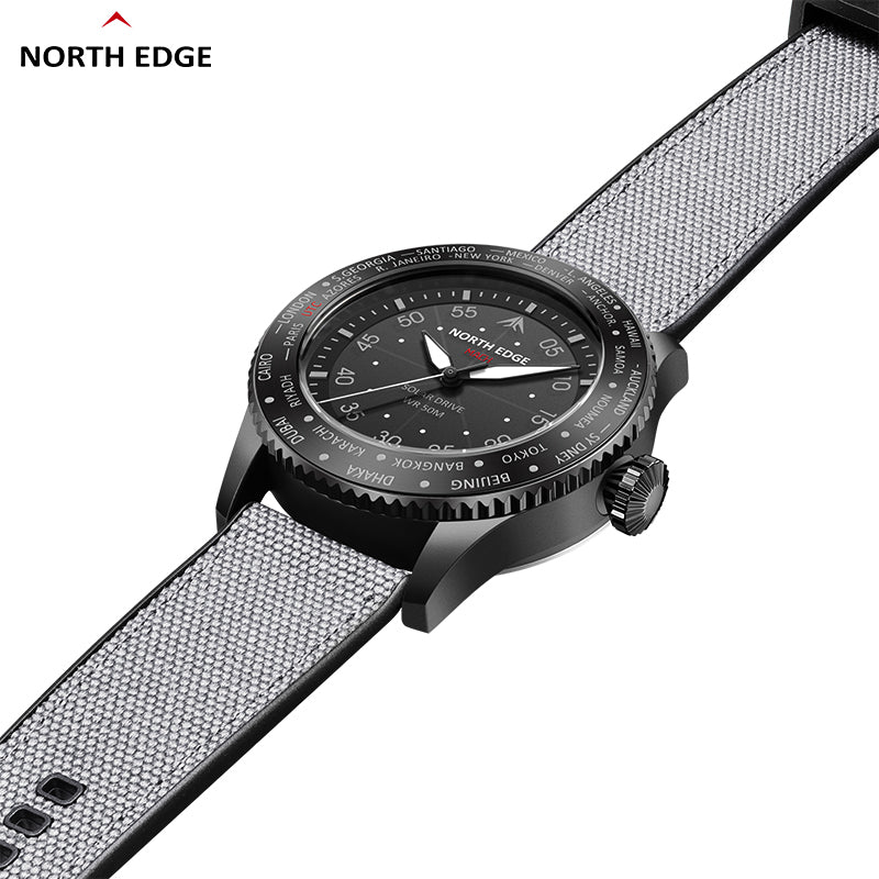 North Edge MACH Schwarz Solar Outdoor-Uhr – wasserdicht, langlebig, leuchtendes Display