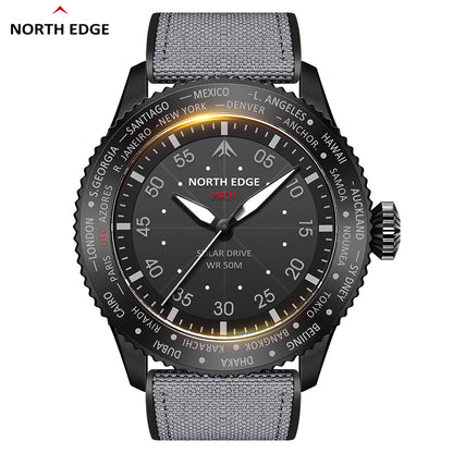 North Edge MACH Schwarz Solar Outdoor-Uhr – wasserdicht, langlebig, leuchtendes Display