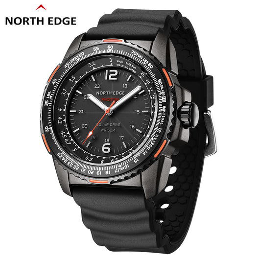 North Edge PHOTON Schwarz Solar Outdoor-Uhr – wasserdicht, langlebig, leuchtendes Display