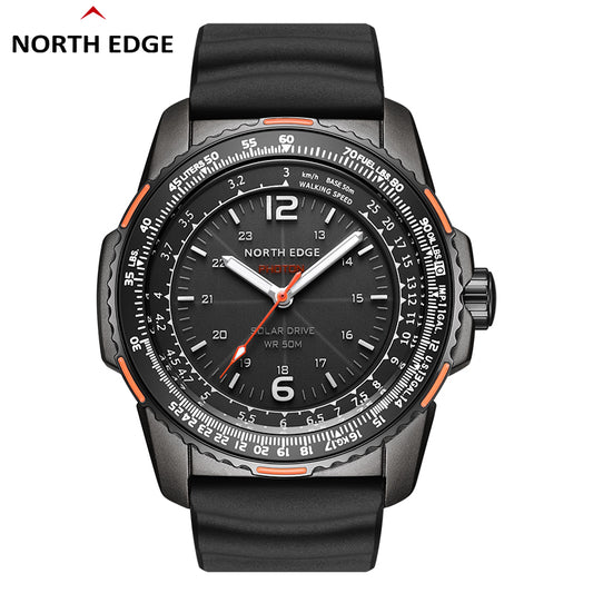 North Edge PHOTON Schwarz Solar Outdoor-Uhr – wasserdicht, langlebig, leuchtendes Display